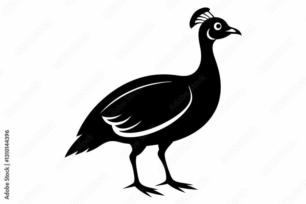 Fototapeta premium guineafowl silhouette line art vector illustration with a white background