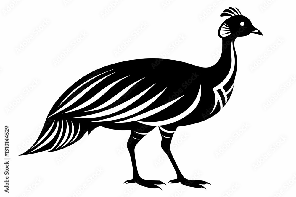 Fototapeta premium guineafowl silhouette line art vector illustration with a white background