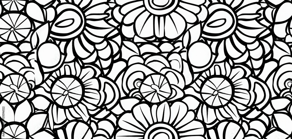 Fototapeta premium Delicate hexagonal patterns showcase symmetrical floral designs, featuring a rich interplay of shapes and lines that create a captivating visual experience.