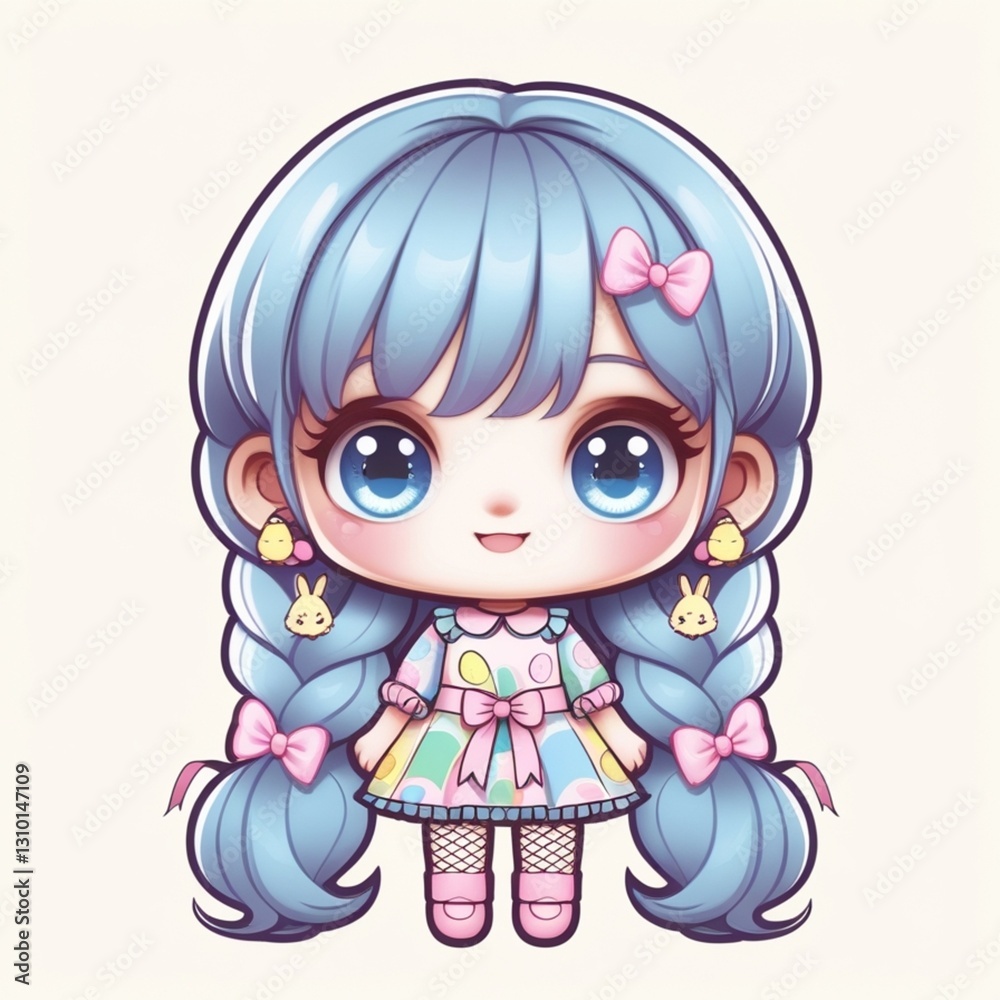 bonequinha fofa estilo chibi olhos azuis cabelo azul bonequinha fofa estilo chibi olhos azuis cabelo azul