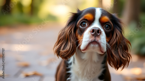 portrait of a cavalier king charles spaniel looking at the camera