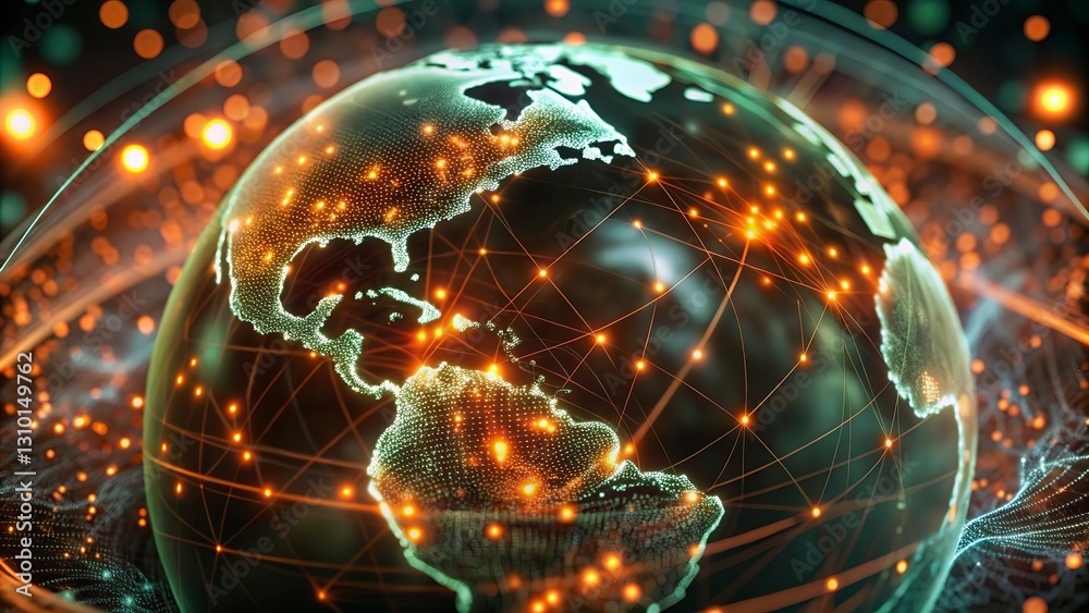 Digital world map and global network connections, representing the concept of international business . Digital world map and global network connections, representing the concept of international business .