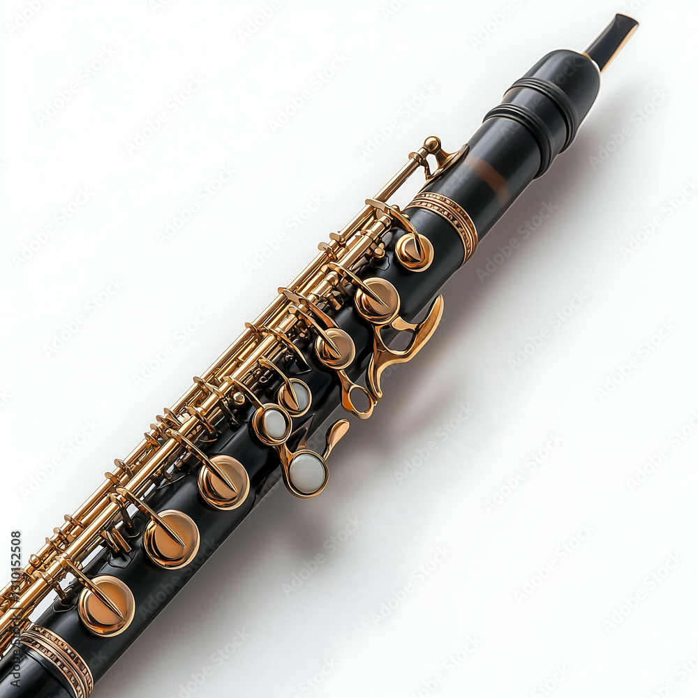 Naklejka premium Elegant Oboe Close-Up: Handcrafted Woodwind Instrument in Professional Symphony Performance