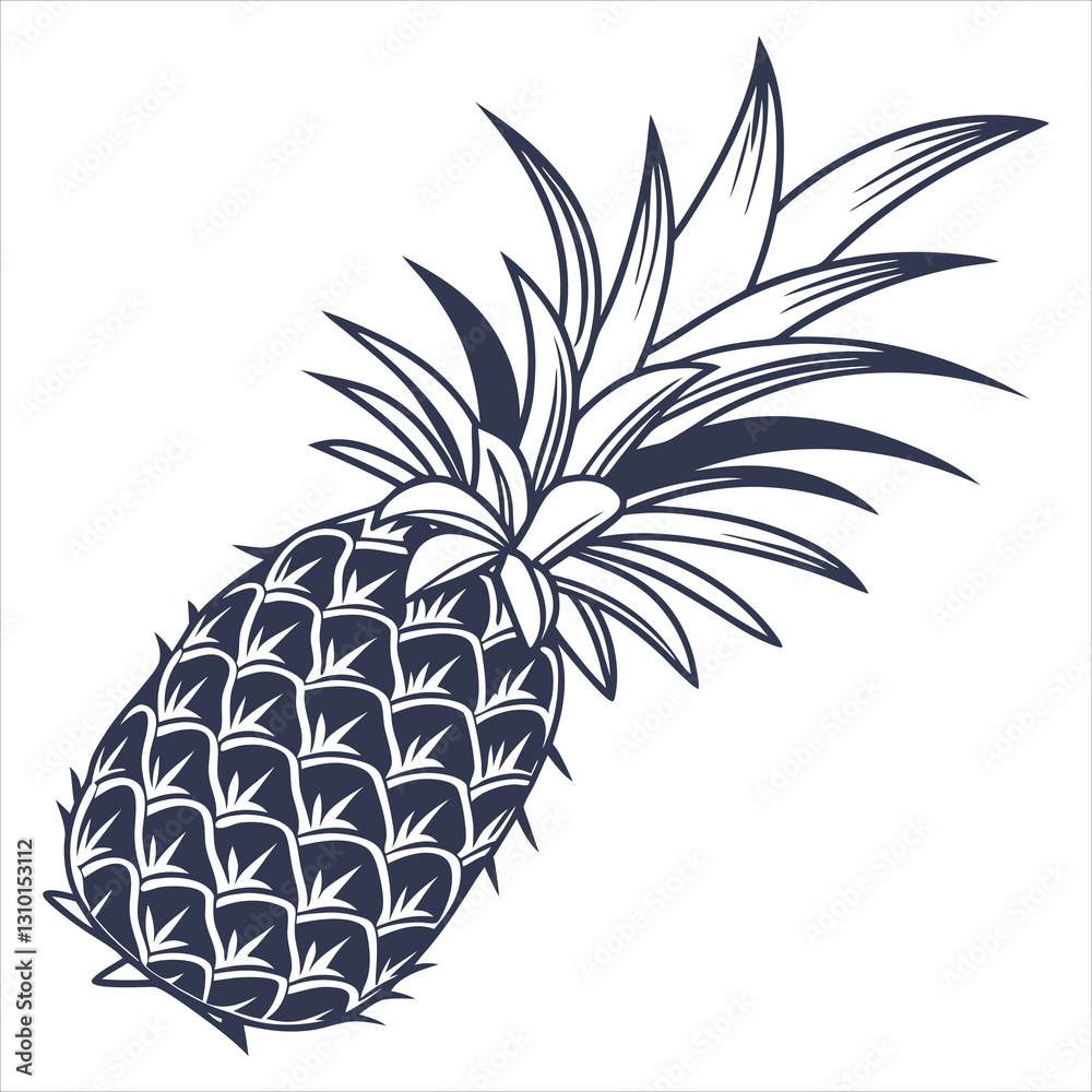 Obraz premium silhouette pineapple white background