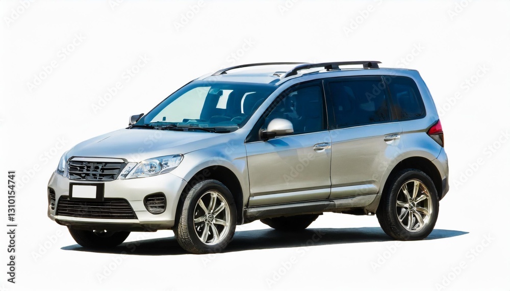 Minimalist Metallic SUV Car Isolated on a White Background Minimalist Metallic SUV Car Isolated on a White Background