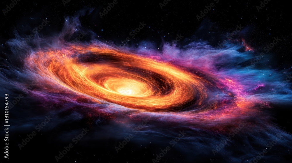 Fiery cosmic swirl nebula with vibrant colors in space. Fiery cosmic swirl nebula with vibrant colors in space.