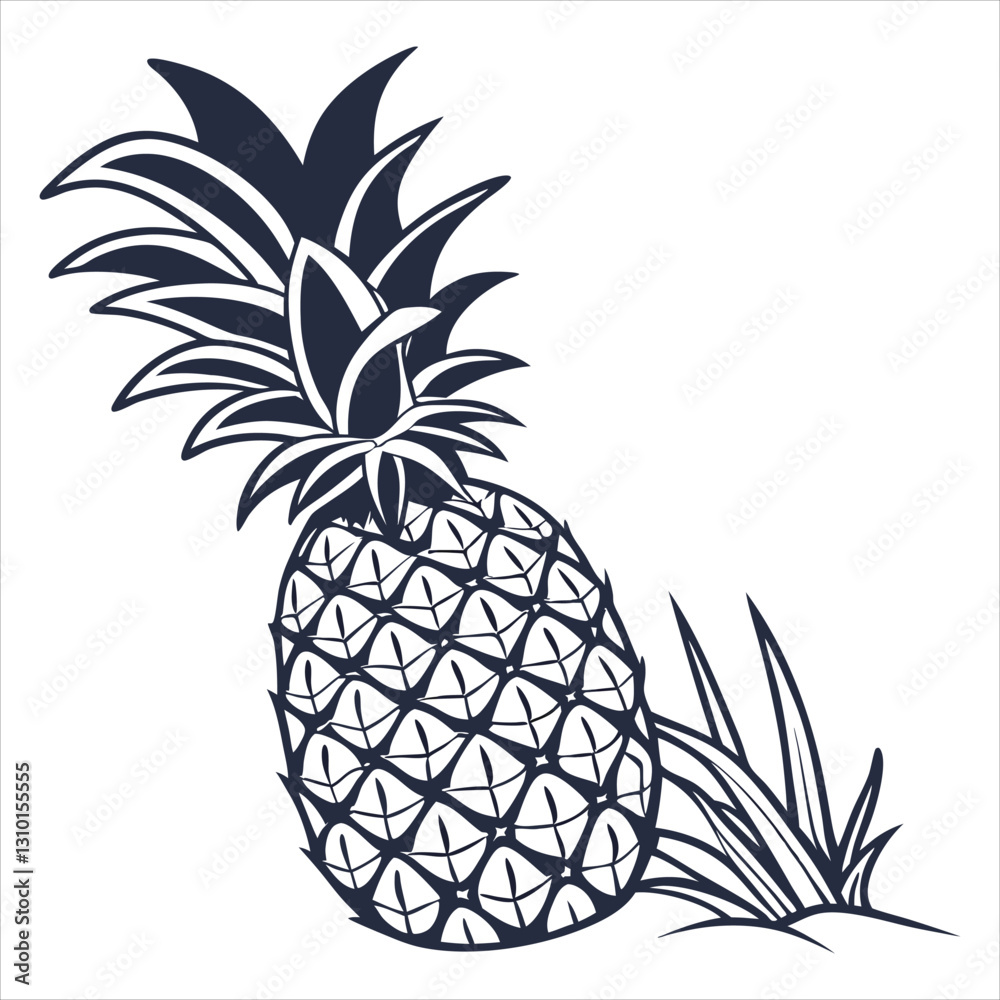 Obraz premium silhouette pineapple white background