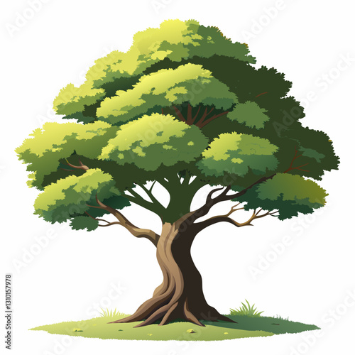 Lush Green Tree Canopy Under Bright Sky with Vibrant Foliage