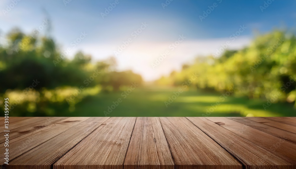 Empty Wooden Table Against a Blurred Country Garden Bokeh for Catering or Food Background, Capturing the Tranquil Outdoor Charm of a Rural Retreat with Natures Hues at Twilight Empty Wooden Table Against a Blurred Country Garden Bokeh for Catering or Food Background, Capturing the Tranquil Outdoor Charm of a Rural Retreat with Natures Hues at Twilight
