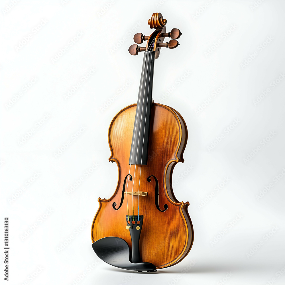 Fototapeta premium Elegant Violin Close-Up: Premium Quality String Instrument in Studio Shot for Classical Music Enthusiasts