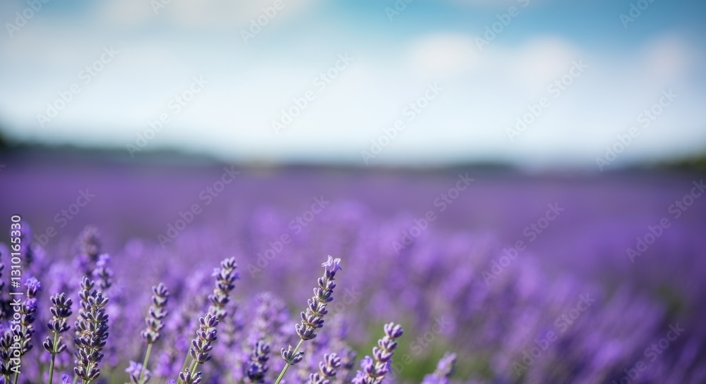 Obraz premium Beautiful lavender field in full bloom under a clear blue sky