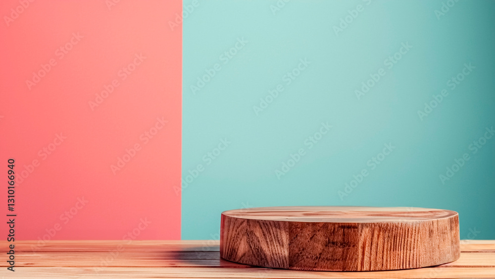 Rustic Wooden Podium for Product Display. Retail Showcase, Vintage Style, Product Presentation.