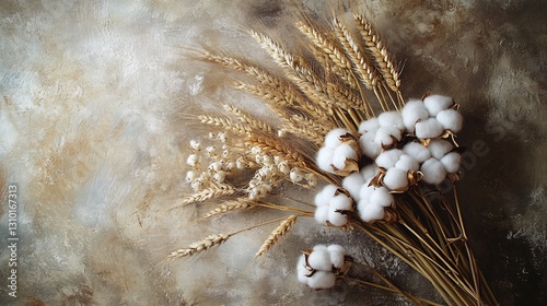 Fluffy cotton bolls arrangement for decor photo