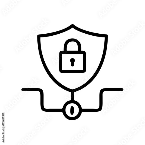 VPN icon depicting security shield with lock, cybersecurity concept
