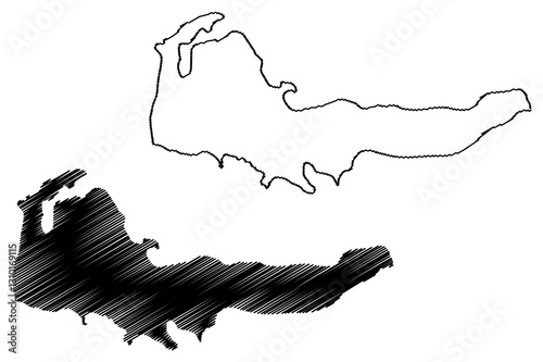 Anzersky island (Russia, Russian Federation, White Sea) map vector illustration, scribble sketch Ostrov Anzersky map