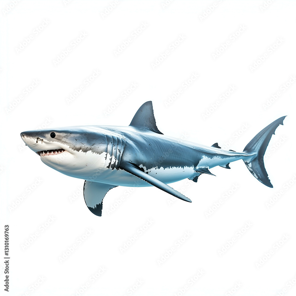 Obraz premium Great White Shark: Majestic Marine Predator in the Ocean Ecosystem – Underwater Photography of Aquatic Wildlife and Conservation Insights