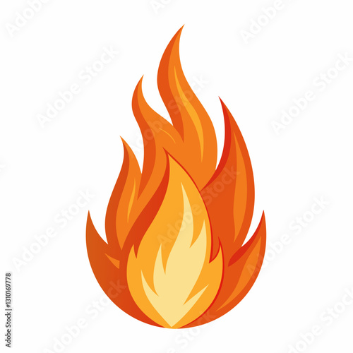 Vibrant flames rising against a white background, symbolizing heat and energy
