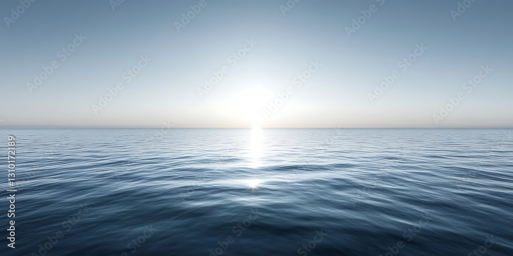 Obraz premium Serenity ocean view at sunrise under a clear blue sky for meditation