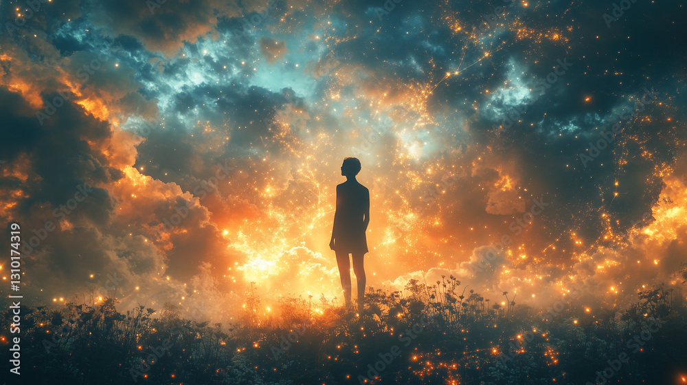 Fototapeta premium Quantum Enlightenment: Abstract Journeys into Conscious Evolution