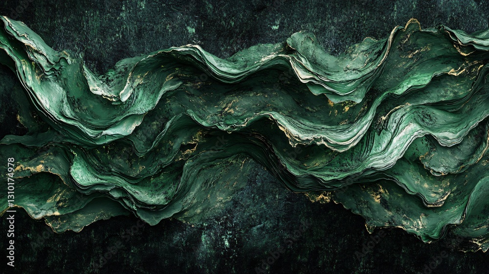 Green Waves on Black: Abstract Digital Art Green Waves on Black: Abstract Digital Art