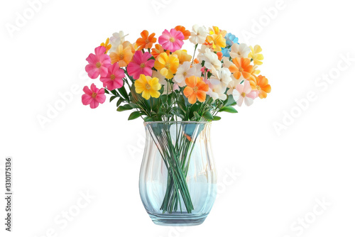 Wallpaper Mural Colorful artificial flowers in a clear vase enhance home decor with vibrant hues Torontodigital.ca
