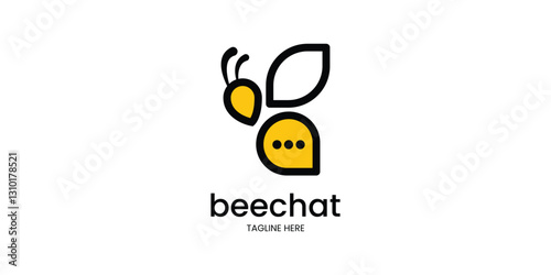 logo design with a combination of bees and bubble chat in with background