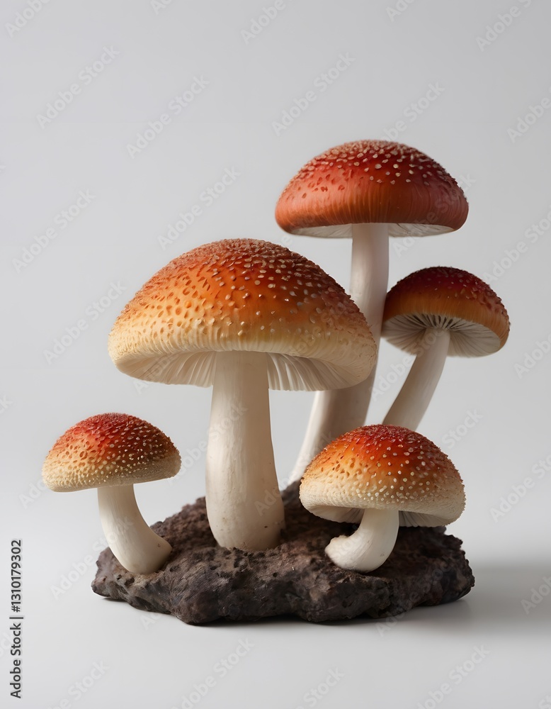 Obraz premium A group of fly agaric mushrooms isolated on a white background.