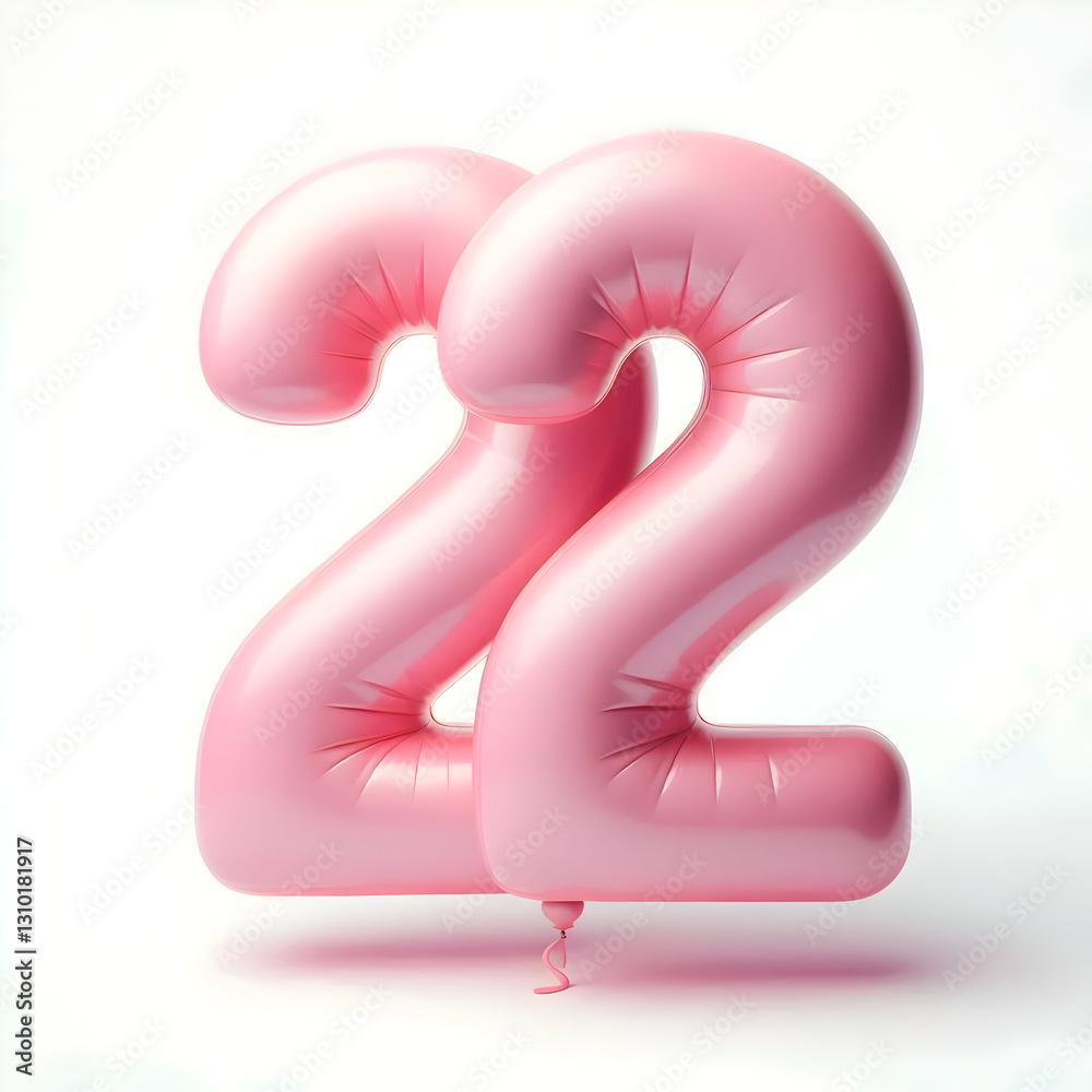number 22 pink balloon isolated on white background number 22 pink balloon isolated on white background