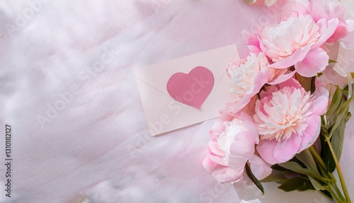 pink bouquet of roses with love letter