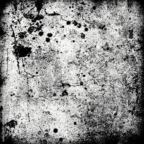 Grunge texture background in black and white, highlighting a rugged, abstract pattern with a vintage aesthetic.