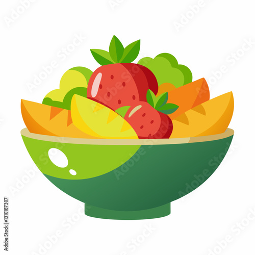 Colorful assortment of fresh fruits in a vibrant, playful design