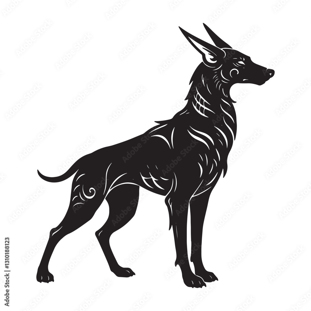 Fototapeta premium silhouette vector design of artistic black silhouette dog with intricate decorative patterns