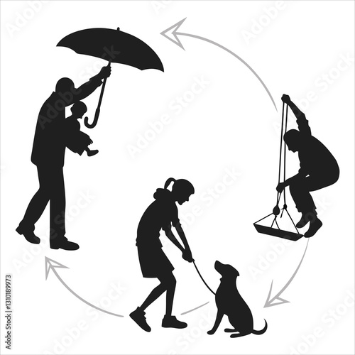 silhouette random acts of kindness day on white background