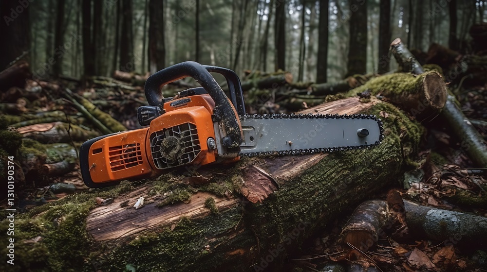 Powerful chainsaw used for forestry work picture