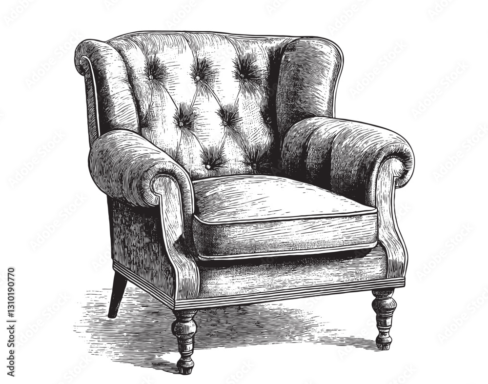 Vector illustration of a single classic looking comfy armchair