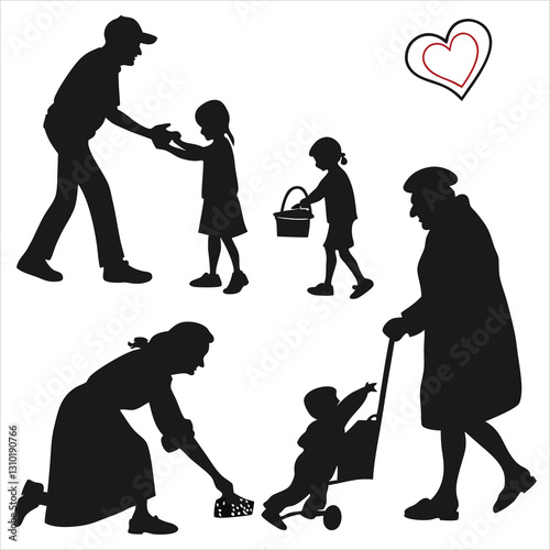 silhouette random acts of kindness day on white background