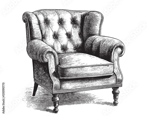 Obraz na płótnie Vector illustration of a single classic looking comfy armchair w salonie
