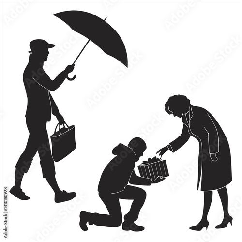 silhouette random acts of kindness day on white background