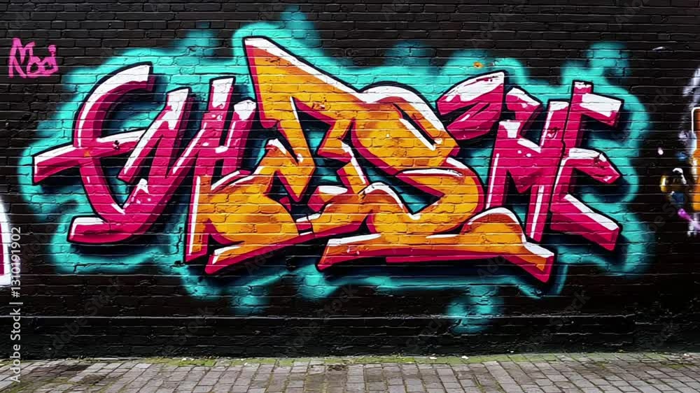 Vibrant Graffiti Art on a Brick Wall