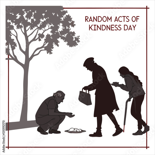 silhouette random acts of kindness day on white background