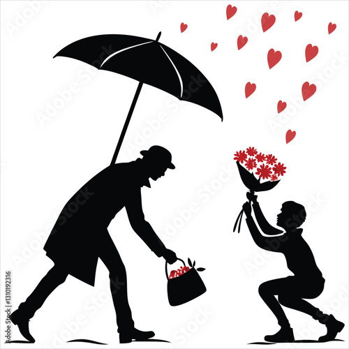 silhouette random acts of kindness day on white background