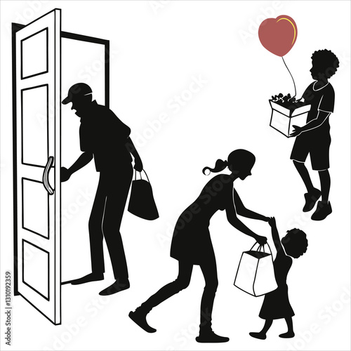 silhouette random acts of kindness day on white background