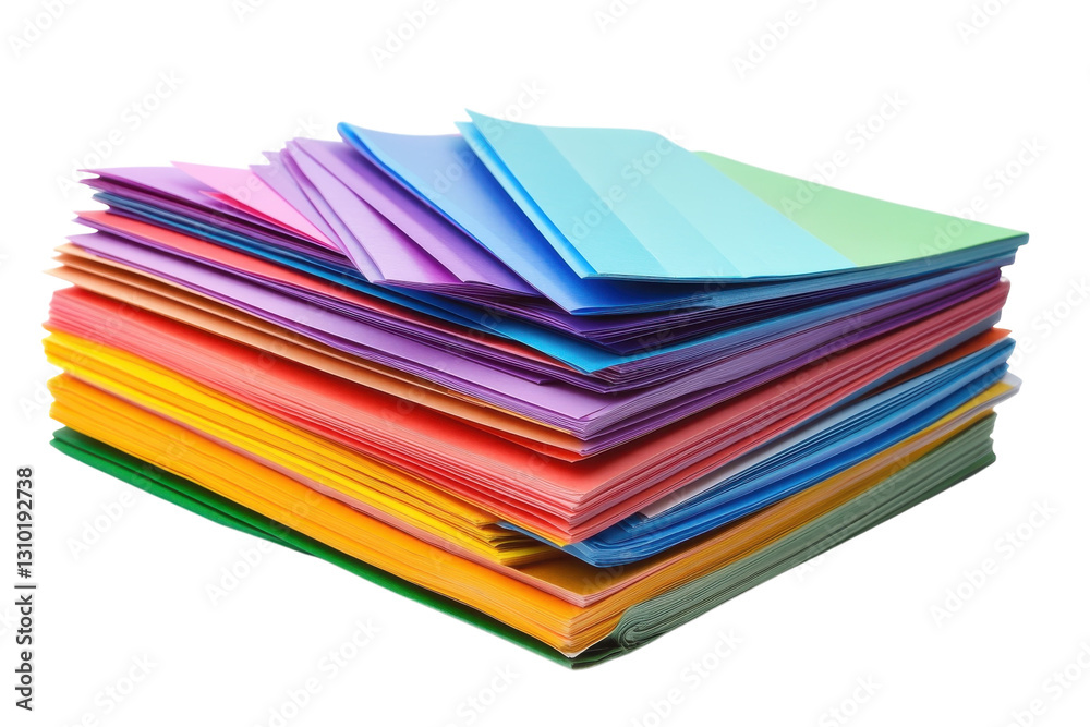 Colorful stack of craft paper sheets in various shades for creative projects and artistic endeavors Colorful stack of craft paper sheets in various shades for creative projects and artistic endeavors