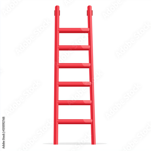 A bright red metal fire escape ladder with durable steps, essential for home and building safety in emergencies
