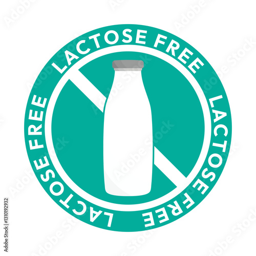 Best Lactose free label or Lactose free logo vector isolated in flat style. Lactose free label vector for product packaging design element. Lactose free logo for packaging design.