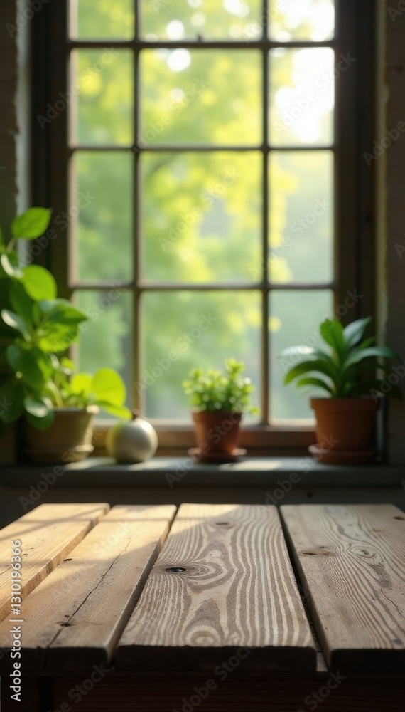 Rustic wooden tabletop, soft-focus window backdrop, calm, window, table Rustic wooden tabletop, soft-focus window backdrop, calm, window, table