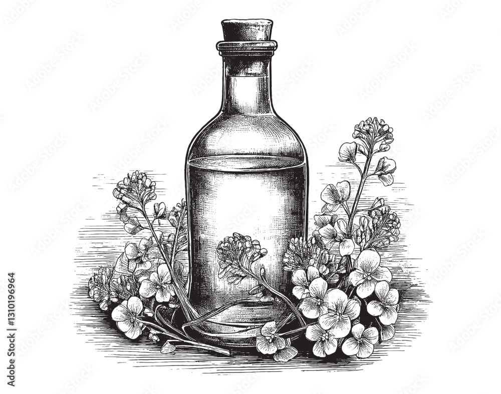 Vector illustration of a bottle of essential oil