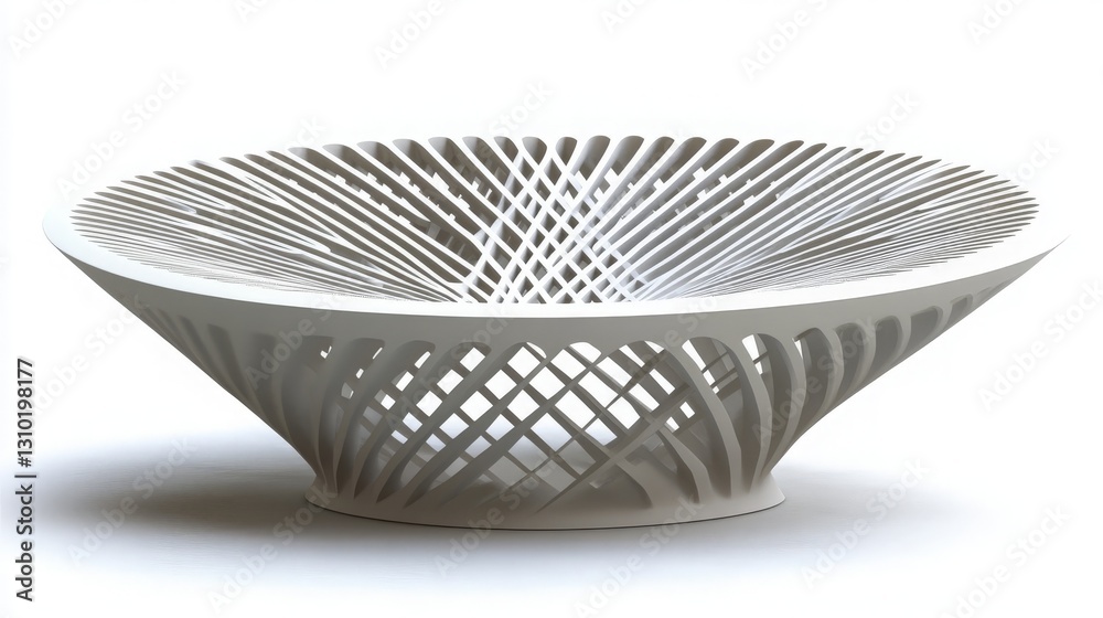 Obraz premium Innovative Geometric White Bowl Design with Intricate Patterning and Modern Aesthetic