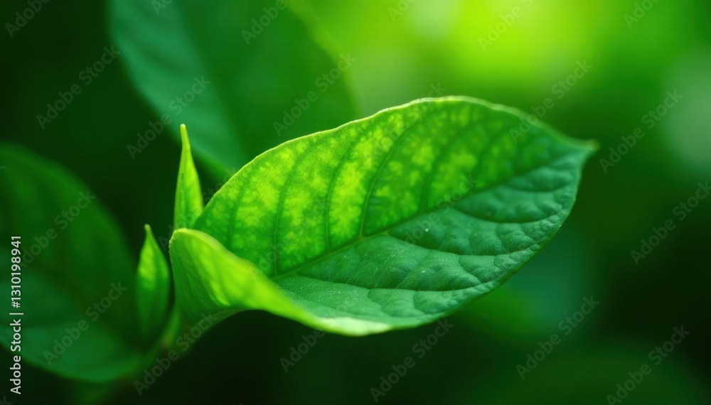 Subtle light & shadow play across lush green leaf surface , abstract, foliage texture, summer Subtle light & shadow play across lush green leaf surface , abstract, foliage texture, summer