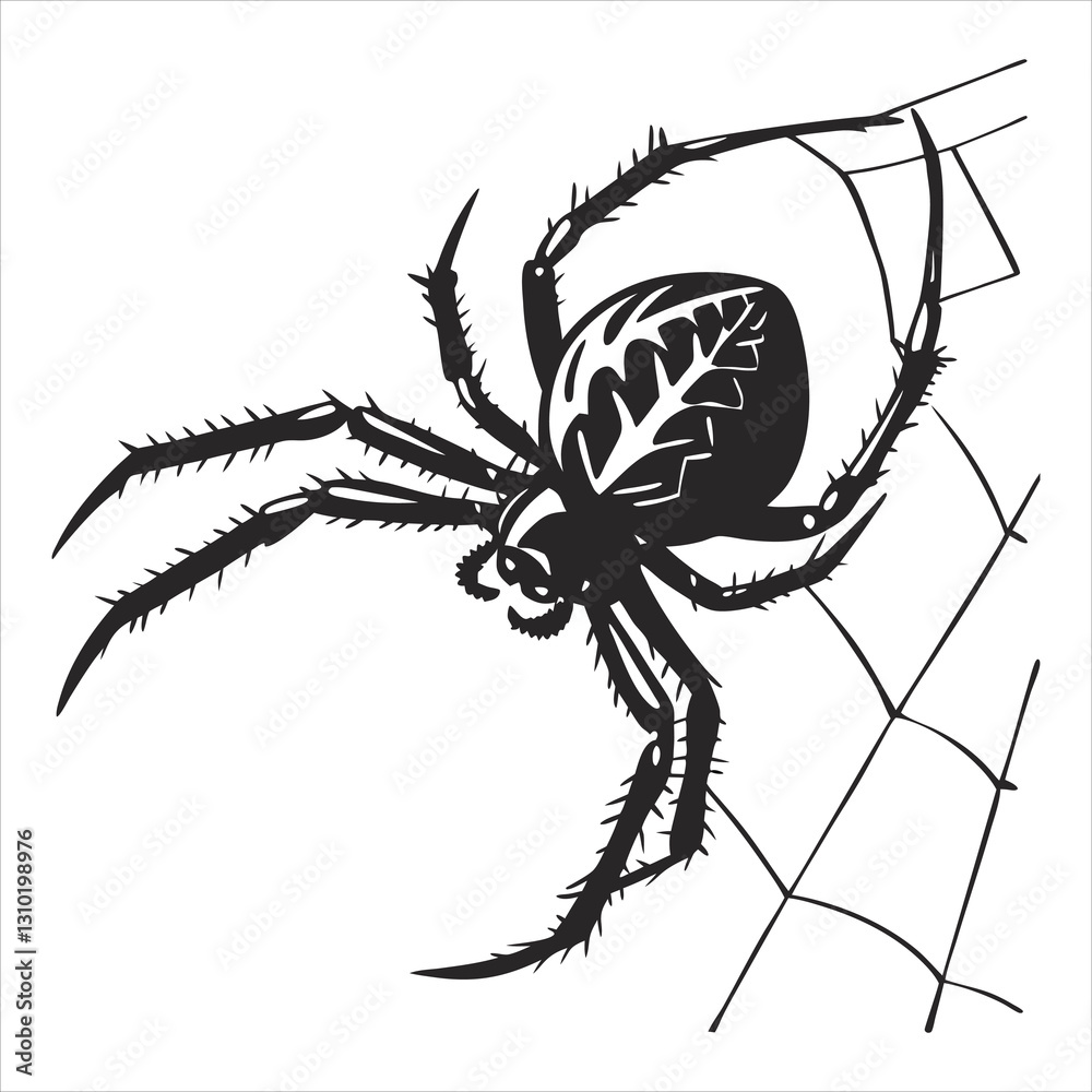 Obraz premium silhouette spider on white background 